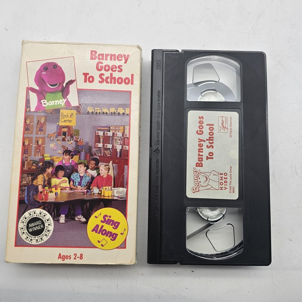 Vintage Barney Goes To School VHS 1990 Barney Home Video Sing Along Kids Color